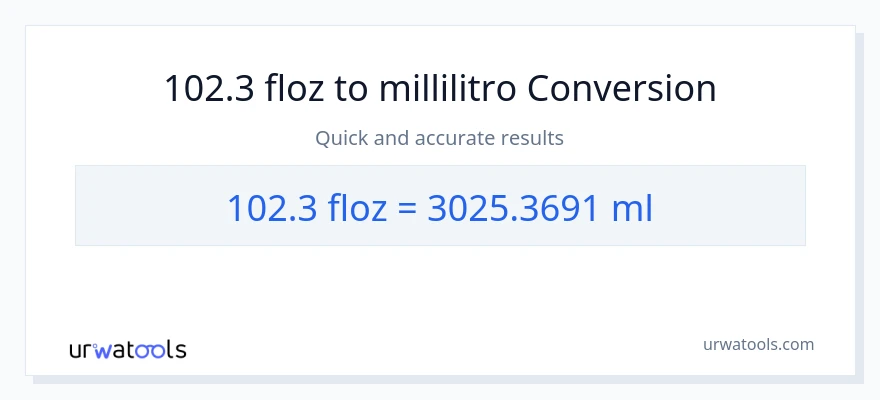 Conversione da 102.3 once fluide a millilitri