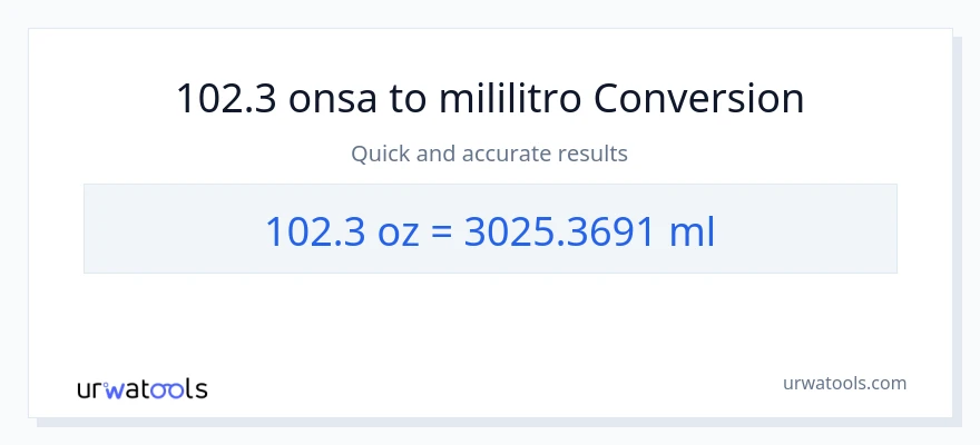 102.3 Mga onsa patungong mga mililitro na conversion