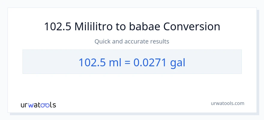102.5 mga mililitro patungong Mga galon na conversion