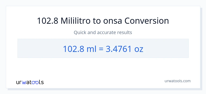 102.8 mga mililitro patungong Mga onsa na conversion