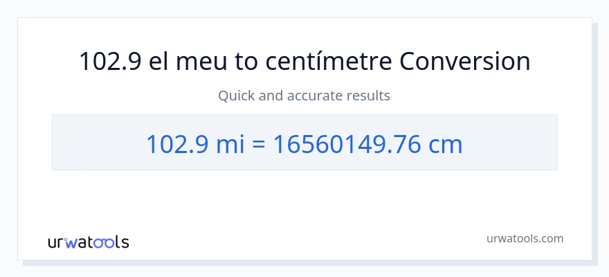 Conversió de 102.9 milles a Centímetres