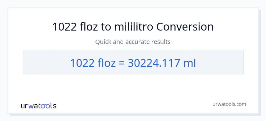 1022 mga onsa ng likido patungong mga mililitro na conversion