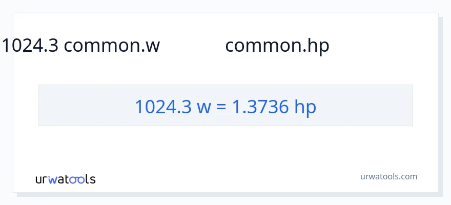 1024.3 వాట్స్ నుండి అశ్వశక్తి కు మార్పిడి