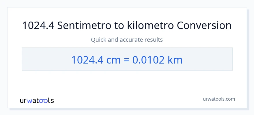 1024.4 Mga Sentimetro patungong Kilometro na conversion