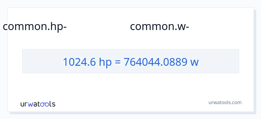 1024.6 കുതിരശക്തി ൽ നിന്ന് വാട്ട്സ് ലേക്ക് പരിവർത്തനം