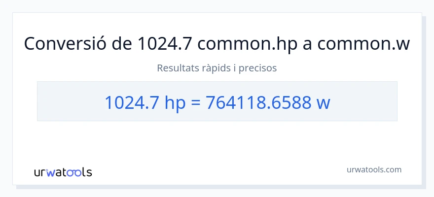 Conversió de 1024.7 cavalls de força a watts