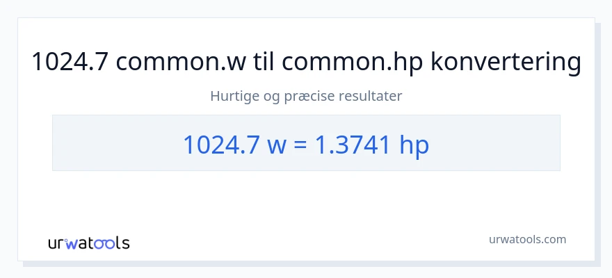 1024.7 watt til hestekræfter konvertering