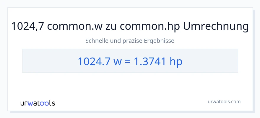 1024.7 Watt zu PS Umwandlung