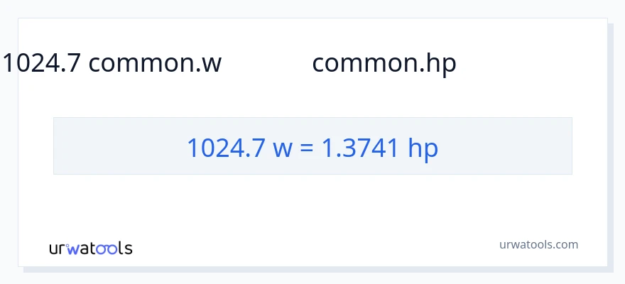 1024.7 వాట్స్ నుండి అశ్వశక్తి కు మార్పిడి