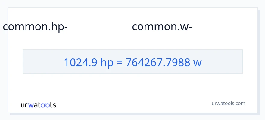 1024.9 കുതിരശക്തി ൽ നിന്ന് വാട്ട്സ് ലേക്ക് പരിവർത്തനം