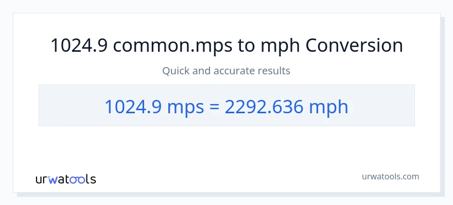 1024.9 Meters Per Second patungong milya kada oras na conversion