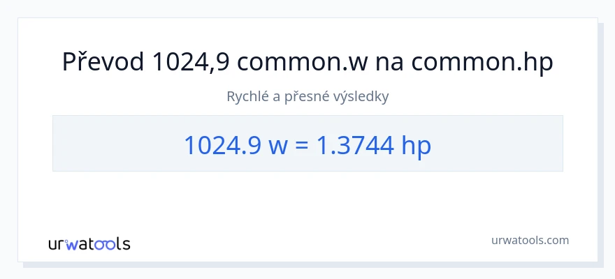 Konverze z watty na koňská síla: 1024.9