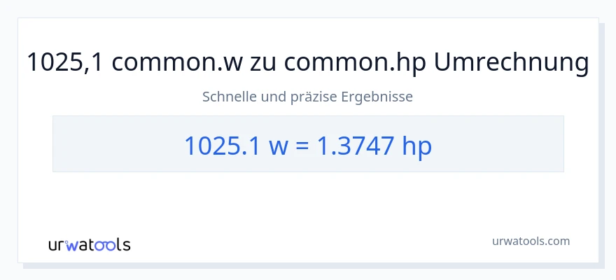 1025.1 Watt zu PS Umwandlung