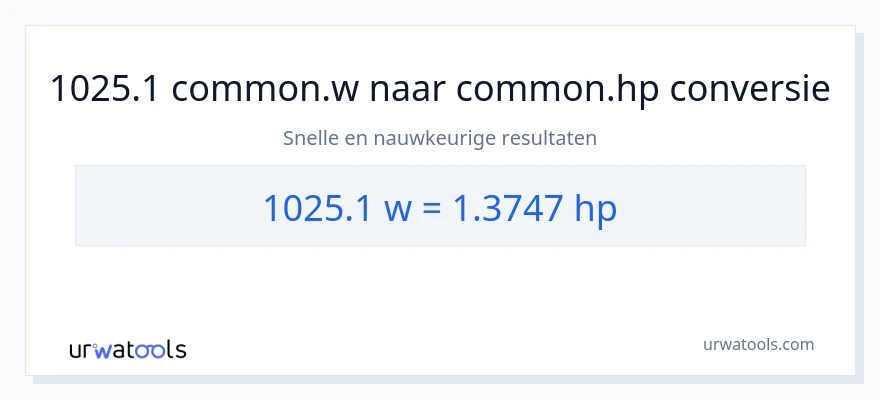 1025.1 watt naar paardenkracht conversie