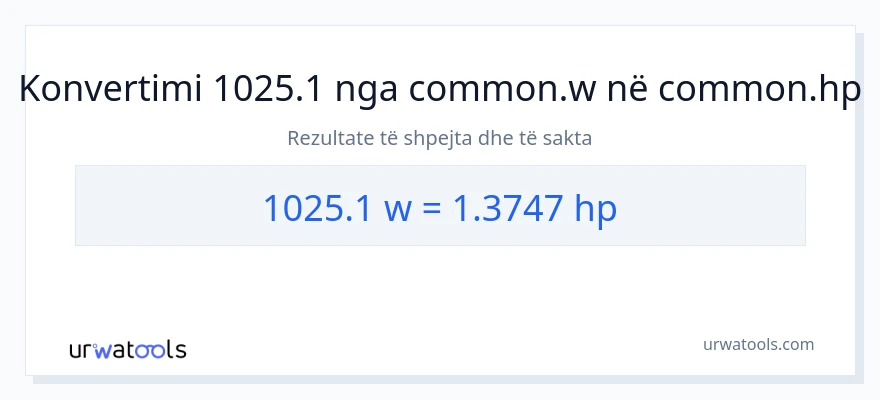 Konvertimi 1025.1 vat në kuajfuqi