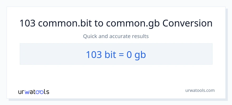 103 Bits patungong Gigabytes na conversion