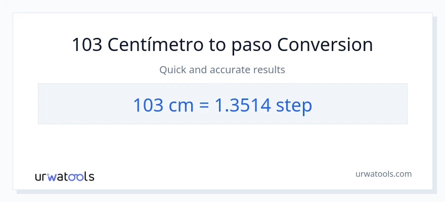 Conversión de 103 Centímetros a pasos