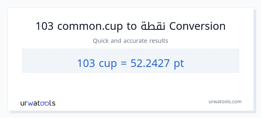 التحويل من 103 أكواب إلى Pints