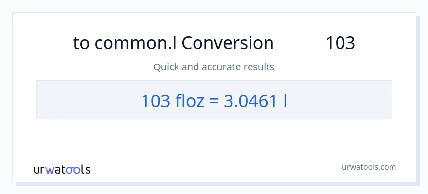 تبدیل 103 اونس مایع به Liters