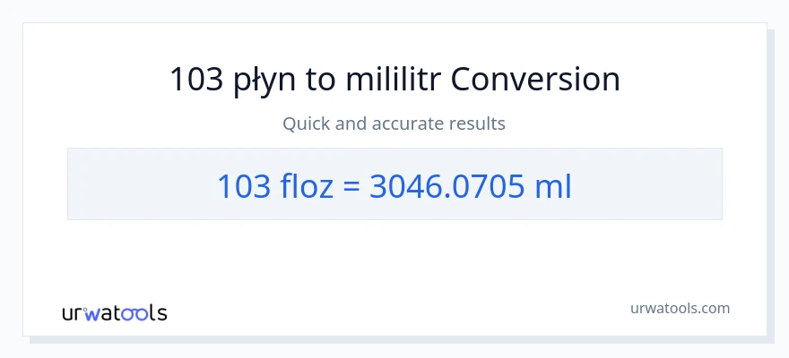 Konwersja 103 uncje płynu do mililitry