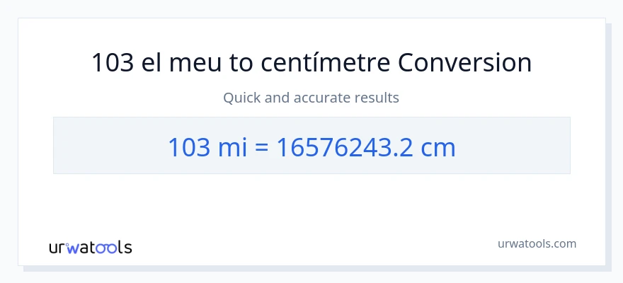 Conversió de 103 milles a Centímetres