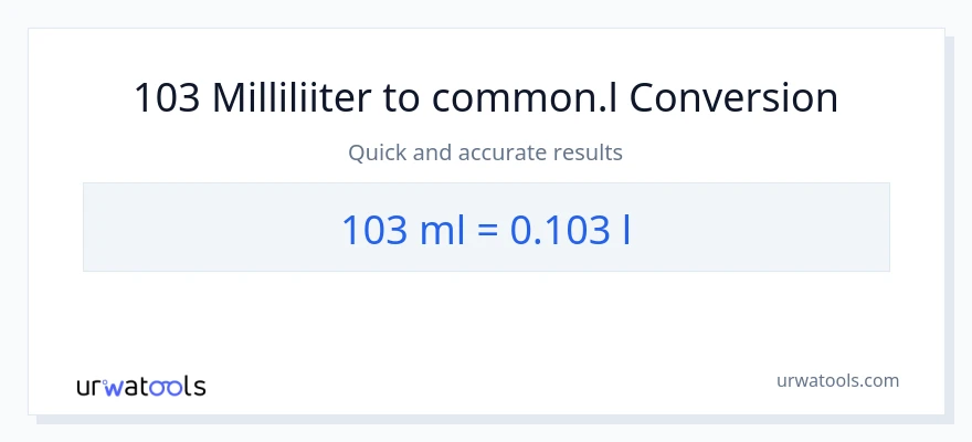 103 milliliitrid konversioon Liters-ks