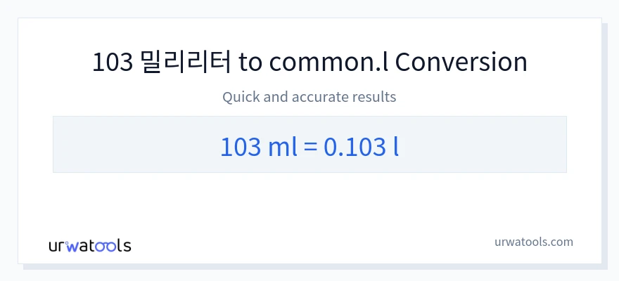 103 밀리리터에서 Liters으로의 변환