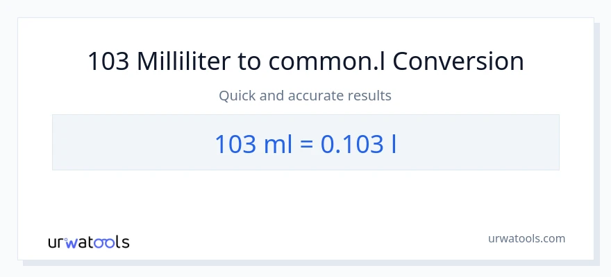 103 milliliter til Liters konvertering