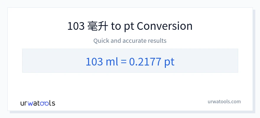 103 毫升 到 Pints 轉換