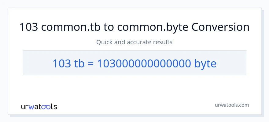 103 Terabytes patungong Bytes na conversion