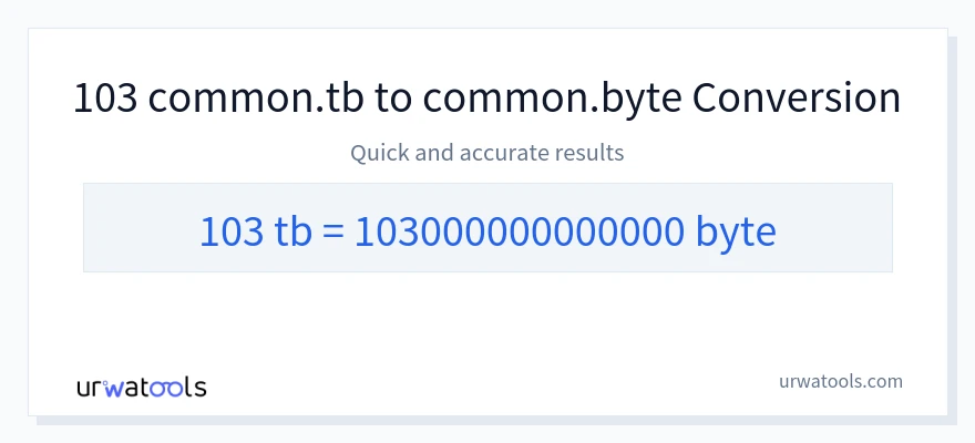 103 Terabytes 到 Bytes 轉換