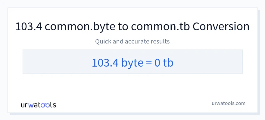 103.4 Bytes 到 Terabytes 轉換