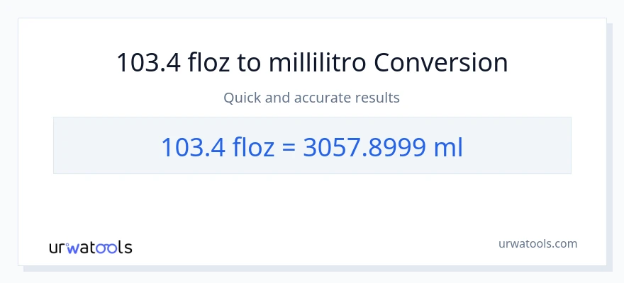 Conversione da 103.4 once fluide a millilitri