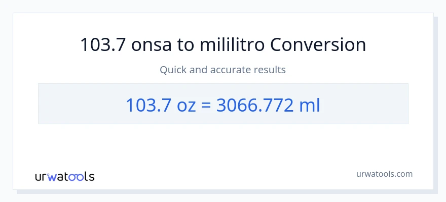 103.7 Mga onsa patungong mga mililitro na conversion