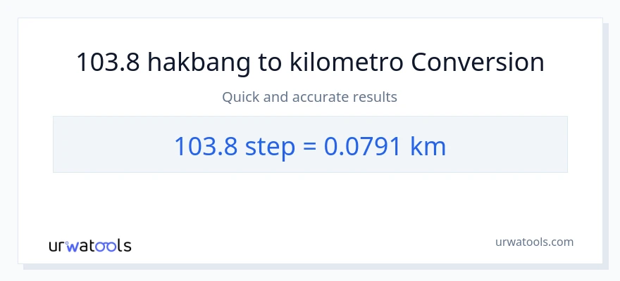 103.8 mga hakbang patungong Kilometro na conversion