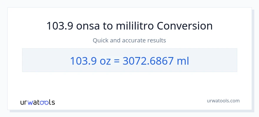103.9 Mga onsa patungong mga mililitro na conversion