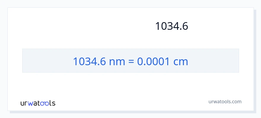 تبدیل 1034.6 نانومتر به سانتی‌متر