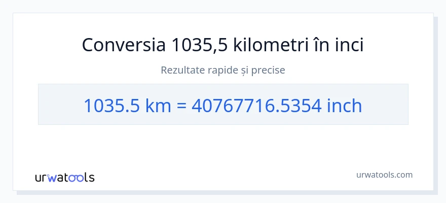 Conversie 1035.5 kilometri la Inci