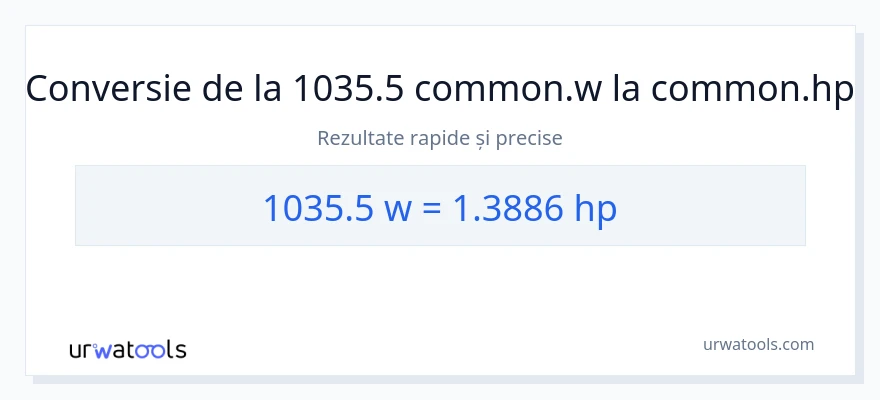 Conversie 1035.5 wați la cai putere