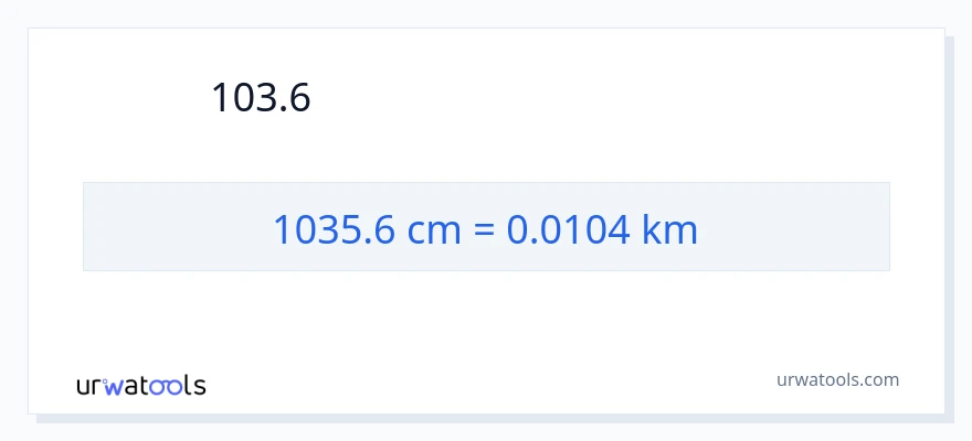 1035.6 સેન્ટીમીટર થી કિલોમીટર રૂપાંતર