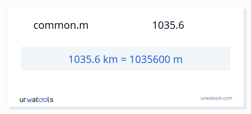 تبدیل 1035.6 کیلومتر به متر