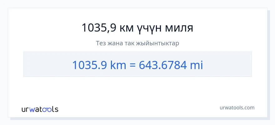 1035.9 километр дан миля га конверсия