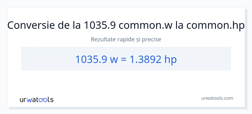 Conversie 1035.9 wați la cai putere