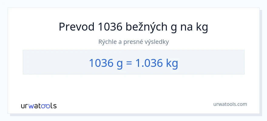 Konverzia z Gramy na Kilogramy: 1036