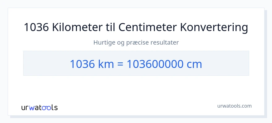 1036 kilometer til Centimeter konvertering
