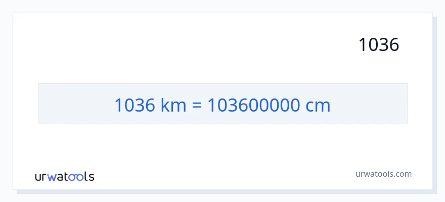 1036 کلومیٹر سے سینٹی میٹر کی تبدیلی