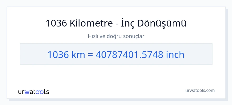 1036 kilometre'den İnç'e dönüşüm