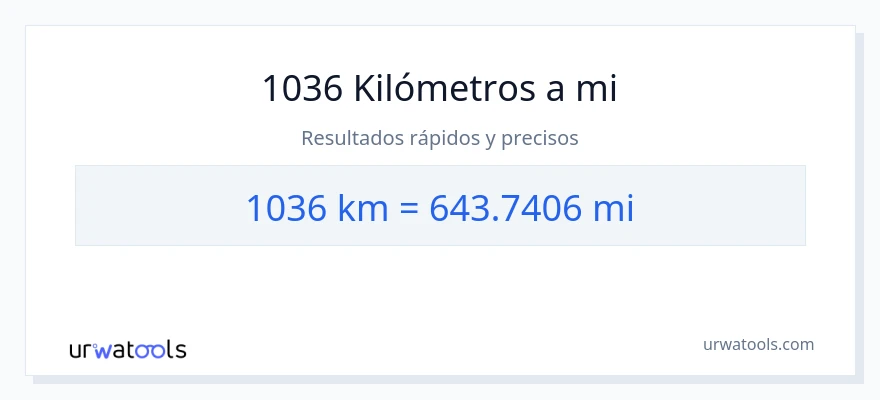 Conversión de 1036 kilómetros a millas