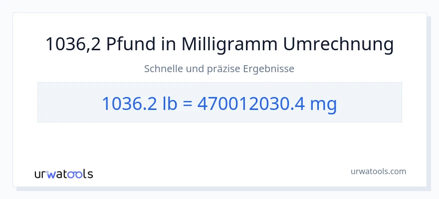 1036.2 Pfund zu Milligramm Umwandlung
