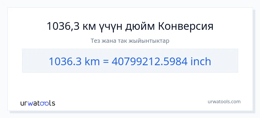 1036.3 километр дан Дюйм га конверсия